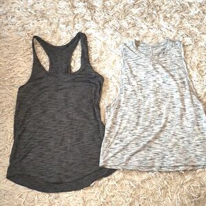 Two Lululemon Tanks, Size 4 Salute the Sun Singlet, Size 6 Squad Goals Tank